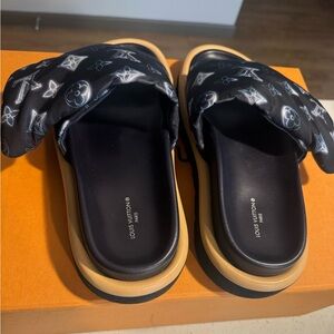 Navy Blue Louis Vuitton Pool Pillow Sandals